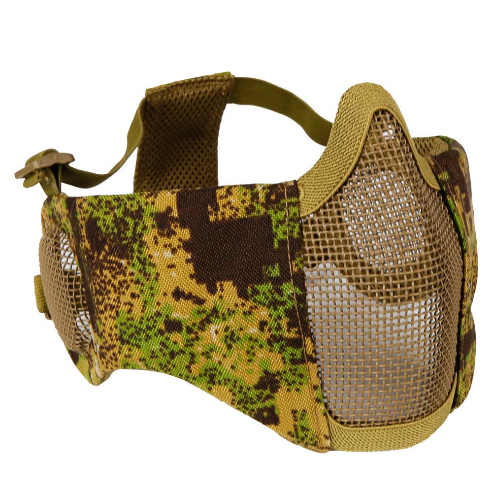 Тактическая полумаска-череп с защитой ушей и рта из проволочной сетки для езды на открытом воздухе и стрельбы