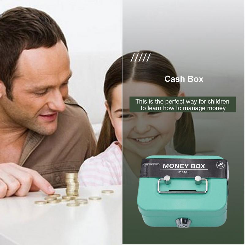 Money Safe Box Lockable Cash Box With Key Portable Piggy Box Made Of Metal Small Security Lock Box Sturdy Coin Boxes For Kids