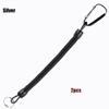 Camping Portable Fishing Lanyards Spring Elastic Rope Camping Carabiner Anti-lost Phone Keychain