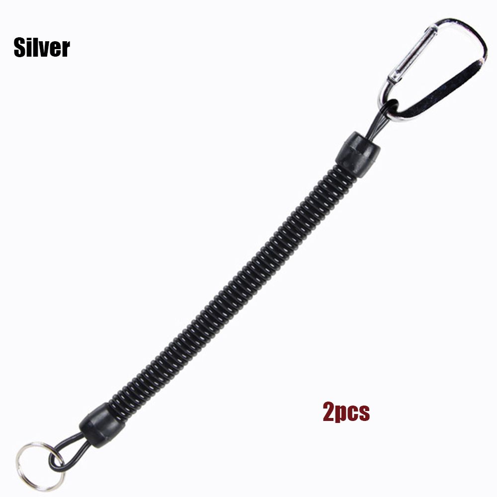 Camping Portable Fishing Lanyards Spring Elastic Rope Camping Carabiner Anti-lost Phone Keychain