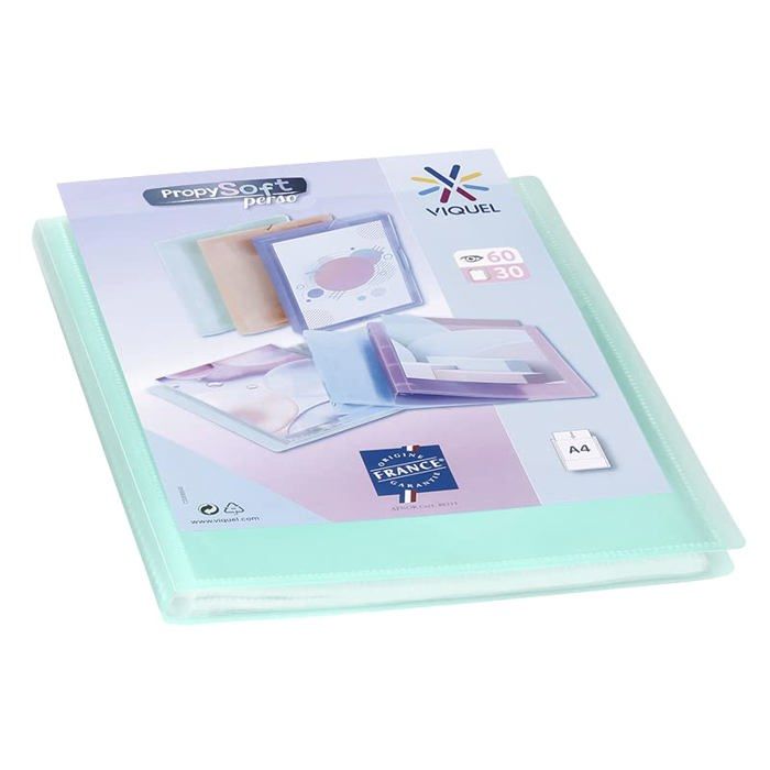 Porte-vues - Viquel - 60 vues - A4 - Couverture personnalisable - Plastique vert