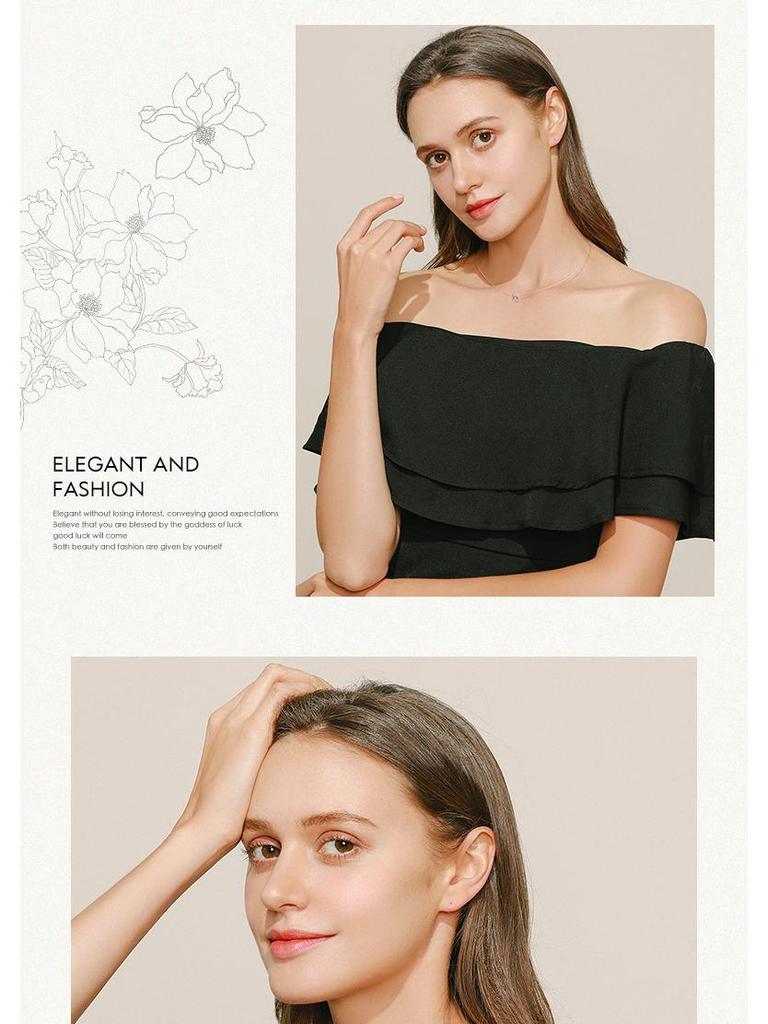 Modian S925 Sterling Silver Transparent Diamond Necklace - Simple Japanese Sweet Girl Clavicle Chain