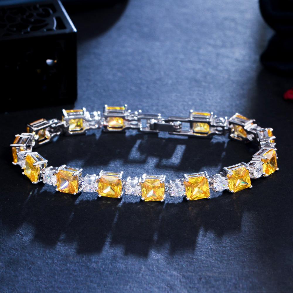 CMM Classic Light Blue Cubic Zirconia Square Tennis Bracelet