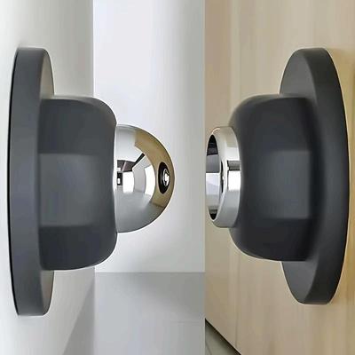 [Магнитный стопор для двери без сверления] Магнитный стопор для двери без сверления, 1 шт. - Установка на клейкое настенное/напольное крепление, надежный фиксатор для удержания двери в открытом положении для дома