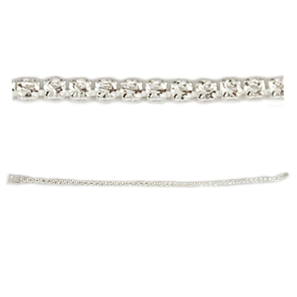 Les Trésors De Lily [R7238] — Серебристо-белый дизайнерский браслет «Sissi» — 18 см — 3 мм (Хрустальная река)