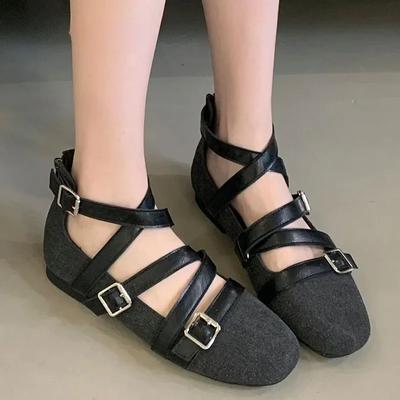 Модные туфли Мэри Джейн на плоской подошве с пряжкой Женская модная дизайнерская обувь Женские туфли на шнуровке с мягкой подошвой и удобные балетки Zapatos De Mujer