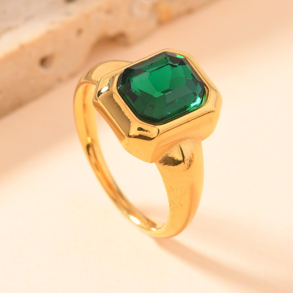Square Zircon Minimalist Women's Ring Stainless Steel Gold Color Trendy Rings Luxury Geometric Zircon Birthday Gift Wholesale