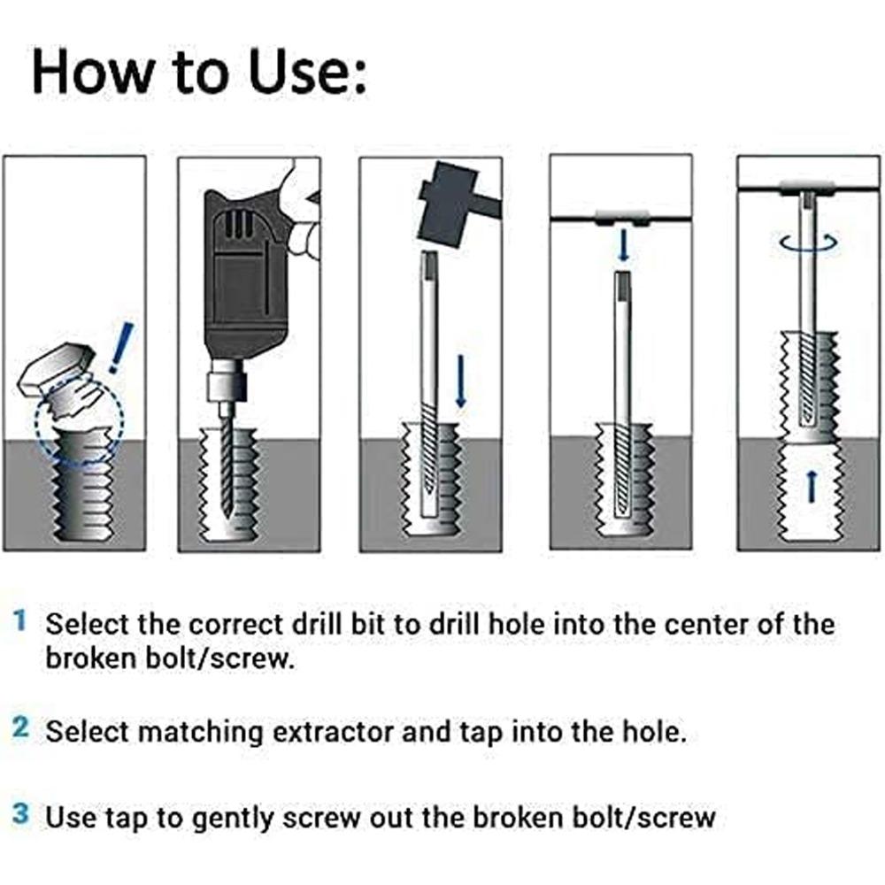 6 Pcs Steel Screw Extractor Spiral Groove Bolt Extractor Easy Screw Remover Home Repairs