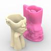 Abstract Face Flower Pots Mold Epoxy Resin Molds Pen Holder Candle Holder Cement Planter Silicone Mould Home Decorations