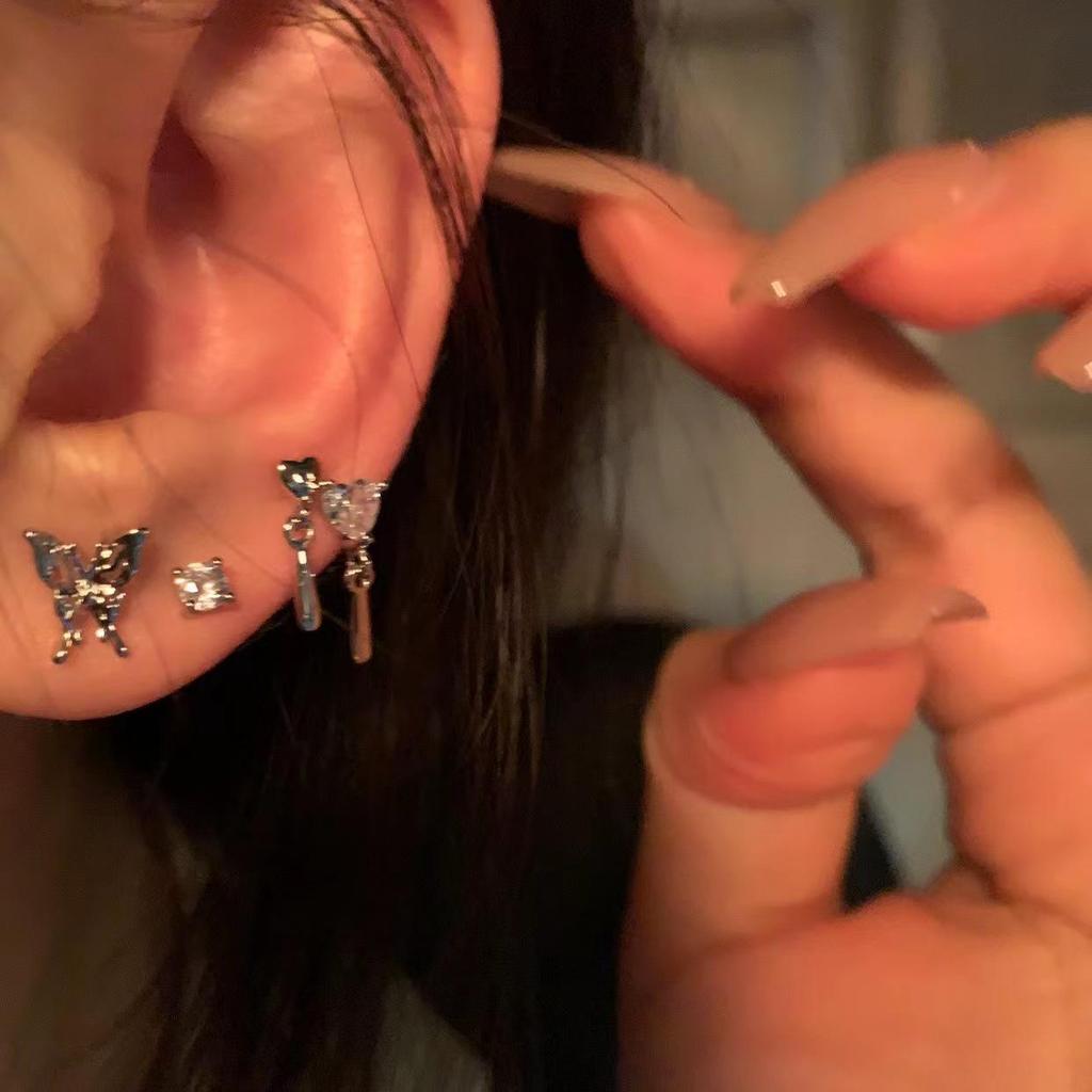 2022 Trendy Liquid Butterfly Ear Piercing Set: 6 High-End Niche Design Earrings for Women