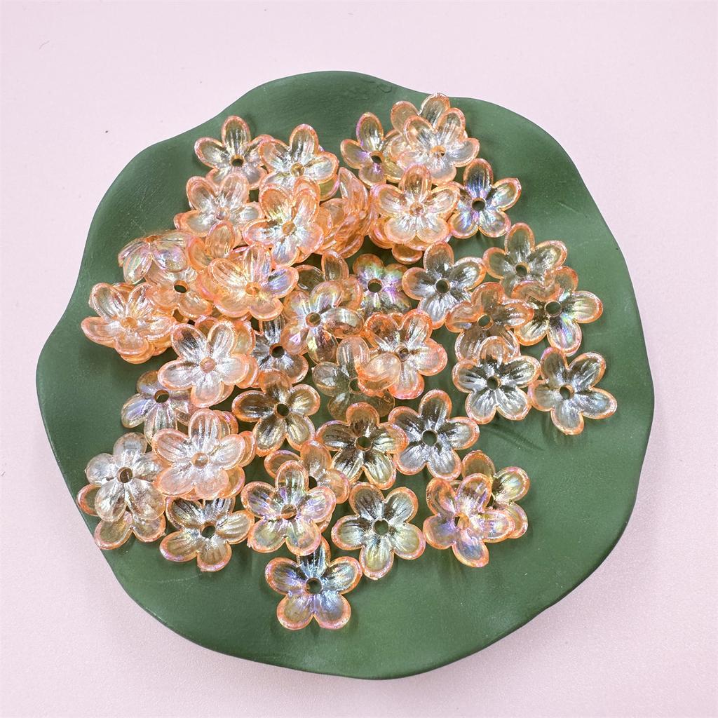 100 шт., прозрачные, около 12 мм, свободные бусины, материал ручной работы, пятилепестковый цветок, акриловое покрытие, цветной пластик, ювелирные аксессуары, цветочек