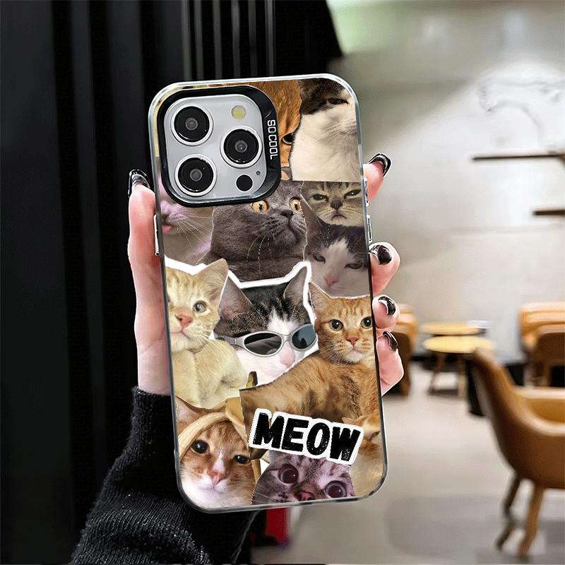 Чехлы для телефонов с мемами про плачущих кошек для iPhone 15 16 17 Pro Max 17Air 16E 14 Plus 13 12 Mini, противоударная задняя крышка