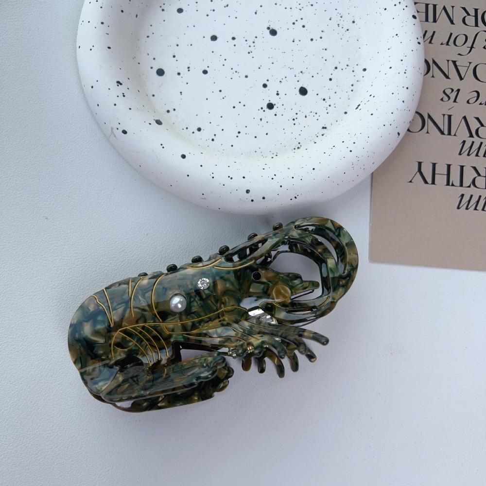 Ацетатный краб для волос с креветкой, дизайн «груша» со стразами, крабы-лобстеры для волос, зажим для захвата волос, для девочек