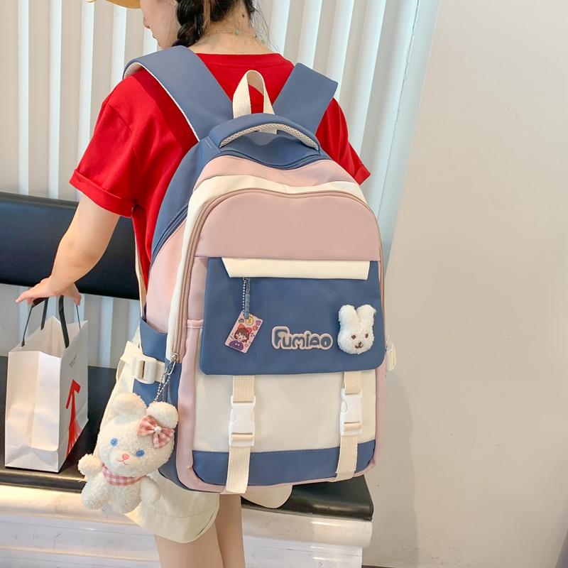 Школьный рюкзак для младших школьников, женский рюкзак большой емкости, контрастный цветной рюкзак для старшеклассников