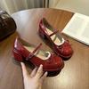 Fashion 2025 New French Retro Mary Jane Shoes for Women, Thick Heel, Mid-heel, Round Toe, Shallow Opening Single Shoes
