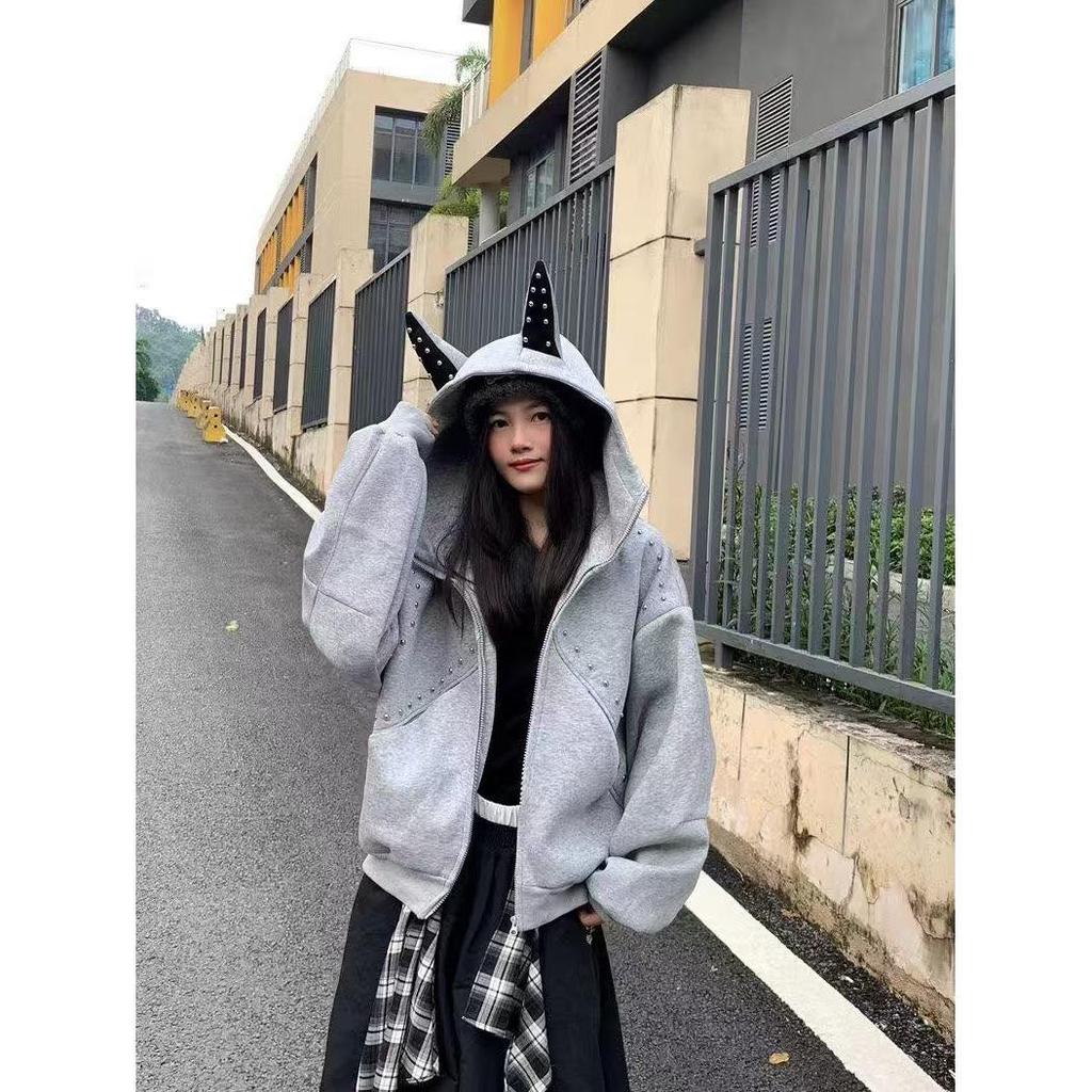 В наличии модная американская толстовка с ушами добермана, тяжелый кардиган с плюшем - Модный, Повседневный, Универсальный.