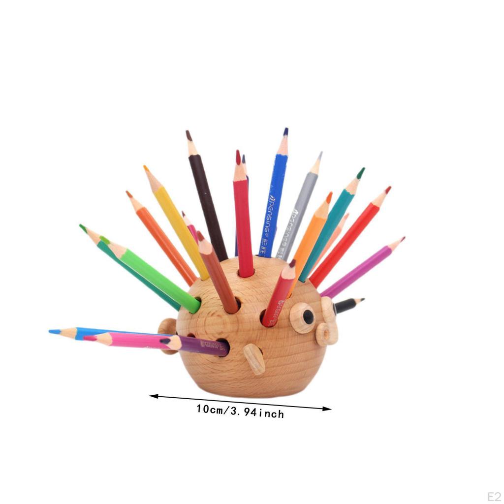 Подставка для ручек Pufferfish, настольный органайзер, деревянный карандаш с 24 цветными карандашами