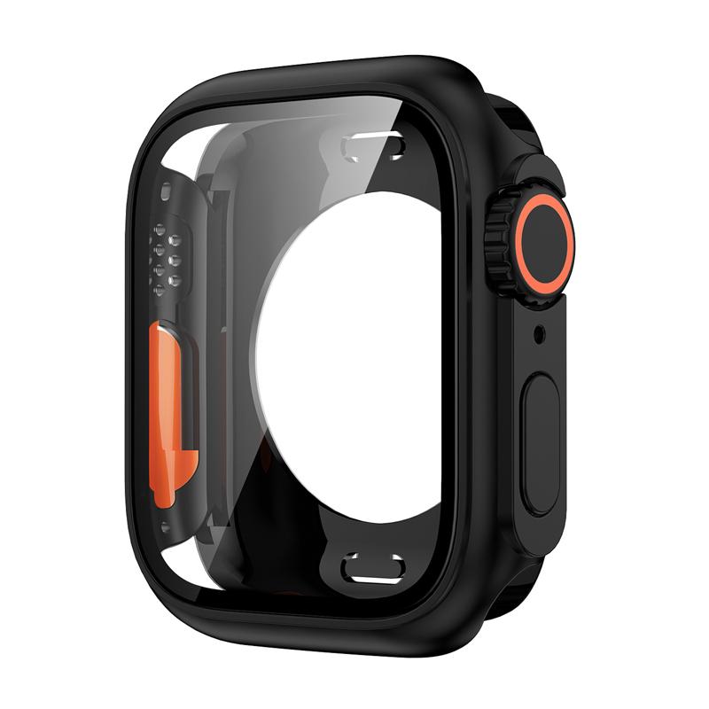 Стекло на 360 градусов + чехол для Apple Watch 45 мм 44 мм, обновление внешнего вида, смена на Ultra Защитная пленка для экрана + чехол для ПК для серии iWatch 45 мм 44 мм