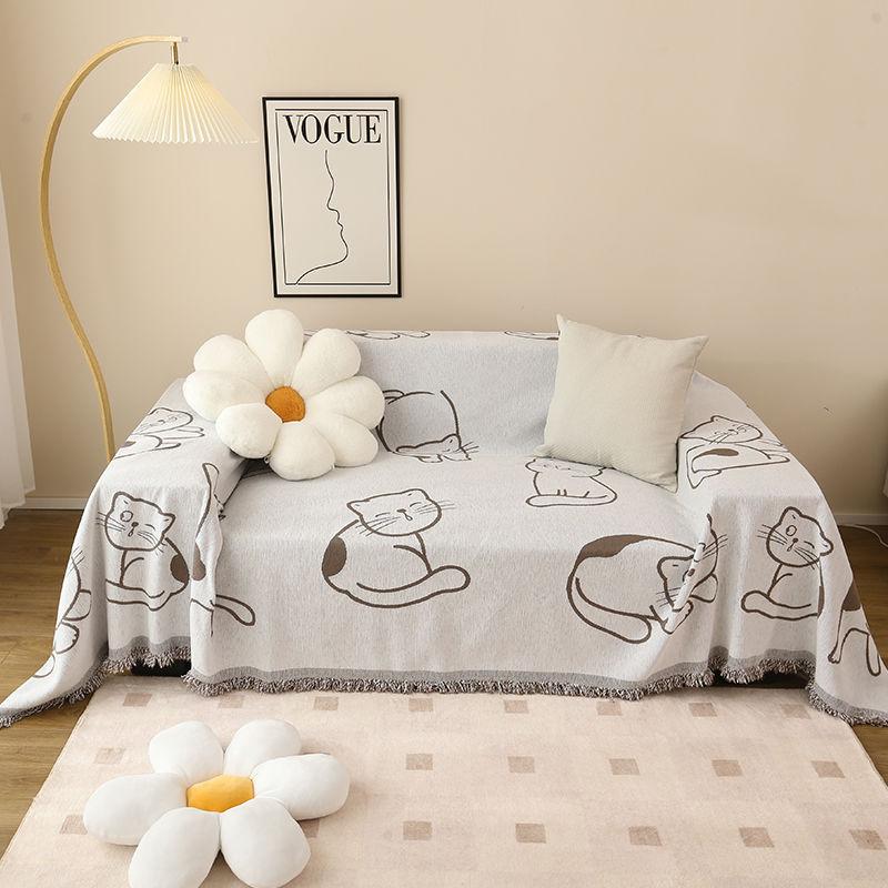 Ткань для чехла на диван с изображением кота на все времена года, противолыжная подушка для ног, защита от кошачьих царапин, полное покрытие для дивана, полотенце