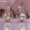 Rose Gold Color Inlaid Pale Robin Egg Blue Color Artificial Zircon Women's Earrings