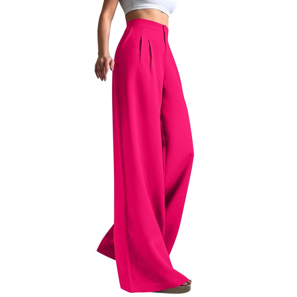 Рабочие брюки женские деловые повседневные с высокой посадкой и широкими штанинами, нарядные рабочие наряды