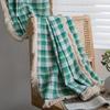 Green Plaid Yarn-dyed American Curtain Finished Kitchen Drapes Bay Window Curtain Semi-shading Living Room Bedroom Valance