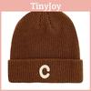 C Pattern Mens Knitted Hat Plain Solidcolor Windproof Cold Outdoor Winter Autumn