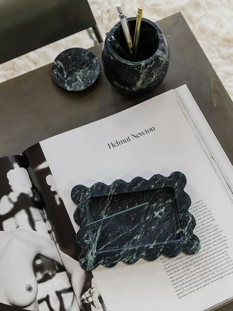 Light Luxury Style Natural Marble Art  Storage Tray Creative Home Living Room Tabletop Decoration SauCer Jewelry Storage Dish