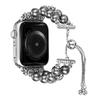 Apple Watch S8 Strap: Pearl Agate with Diamond Detail and Retractable Chain