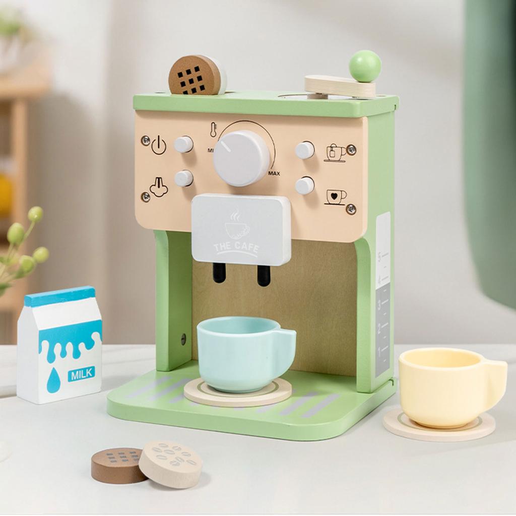 wooden Nordic Home Tea Set Coffee Machine Little Girl Afternoon Tea Kitchen Toys Children's Room Kindergarten Birthday Gift