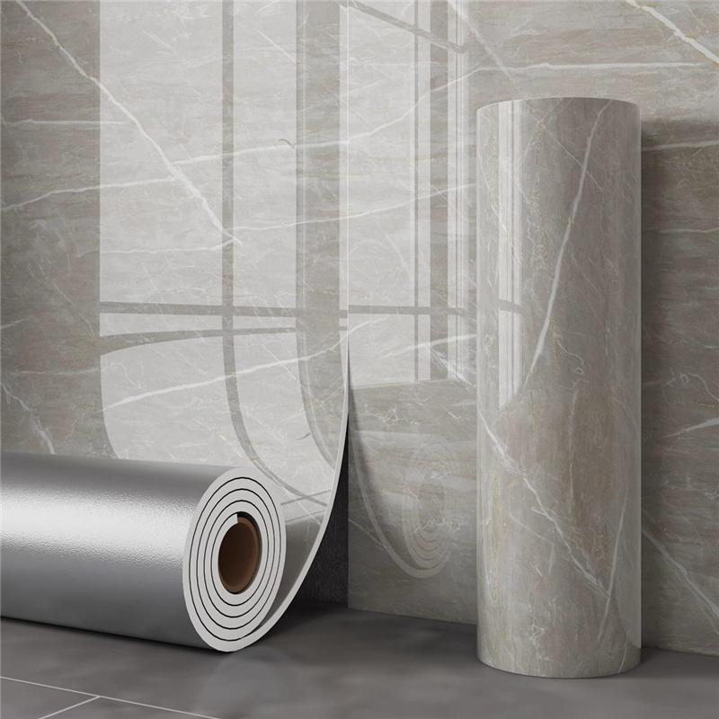 Imitation Marble Tile Wallpaper Self-adhesive Waterproof Moisture-proof Bathroom Wall Background Decor Wall Sticker