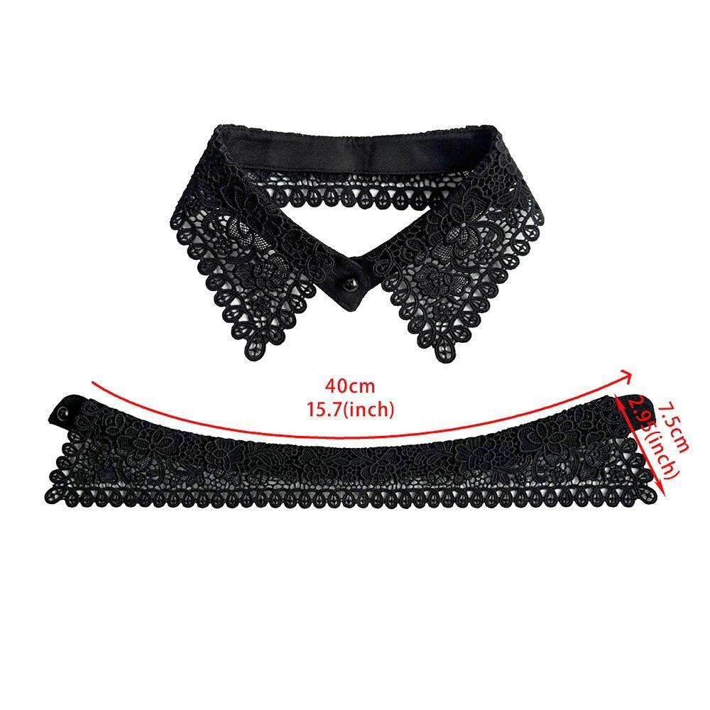 Lace Fake Collar Pearl Button Detachable Front Tie Water Soluble Embroidered Pearl Button Pointed Collar Fake Collar For Women