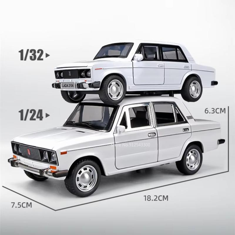 Игрушечная модель автомобиля LADA в масштабе 1/24, литой под давлением сплав, 6 дверей, открывающиеся, инерционные, со звуком и светом, масштабная модель автомобиля, детские игрушки для мальчиков, коллекция, подарок
