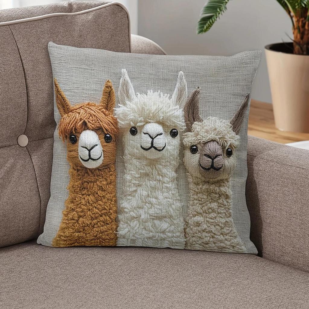 Ретро Мягкая Альпака Односторонняя Наволочка 17.7x17.7дюймов Декоративные Наволочки для Гостиной Спальни Стула