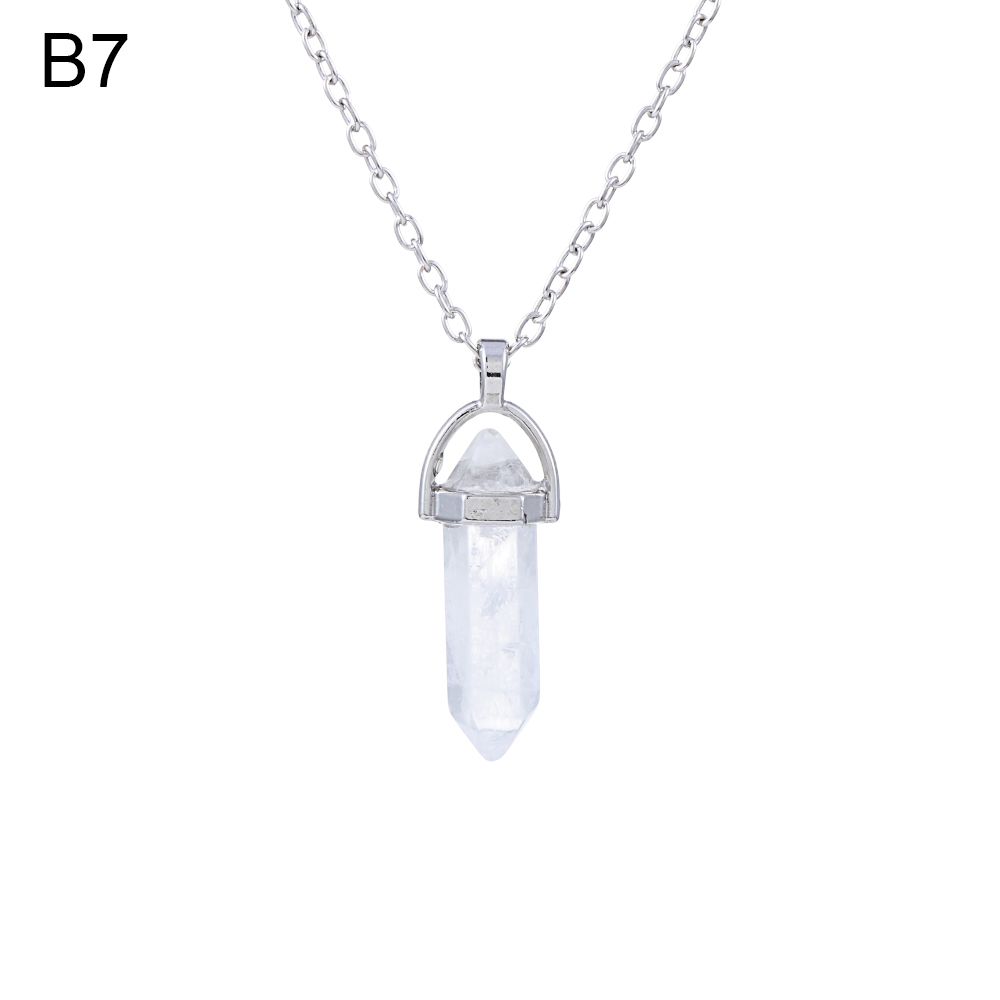 Покрытая чакра гексагональный натуральный кристалл ожерелье кварцевая цепочка камень кулон ювелирные изделия аксессуары