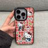 Красный клетчатый чехол-круг для кота, черный край подходит для Apple 16plus/15, чехол для мобильного телефона 14/13/12/11promax, мягкий чехол
