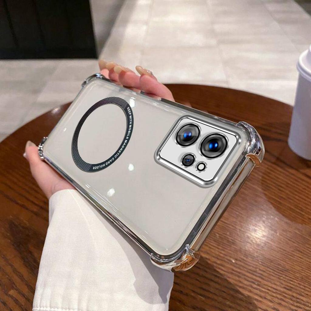 Чехол для realme 9i 4G, OPPO A96 4G Прозрачный Магнитный Чехол Гальванизированная Рамка Вокруг Камеры Чехол для Телефона