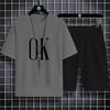 Летняя мода, повседневная мужская футболка в спортивном стиле с алфавитом ок и принтом, с круглым вырезом и коротким рукавом, шорты на шнуровке, пляжный костюм