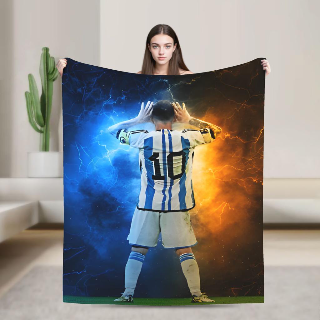 Argentina Number 10 Football Soccer Flannel Blanket Messied Awesome Throw Blanket for Home Hotel Sofa 150*125cm Bedspread