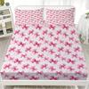 Pink Bowknot Fitted Sheet Bedding Set Adorable Style Skin-Friendly 3D Customized Bedding Set Suitable for Female Bedrooms