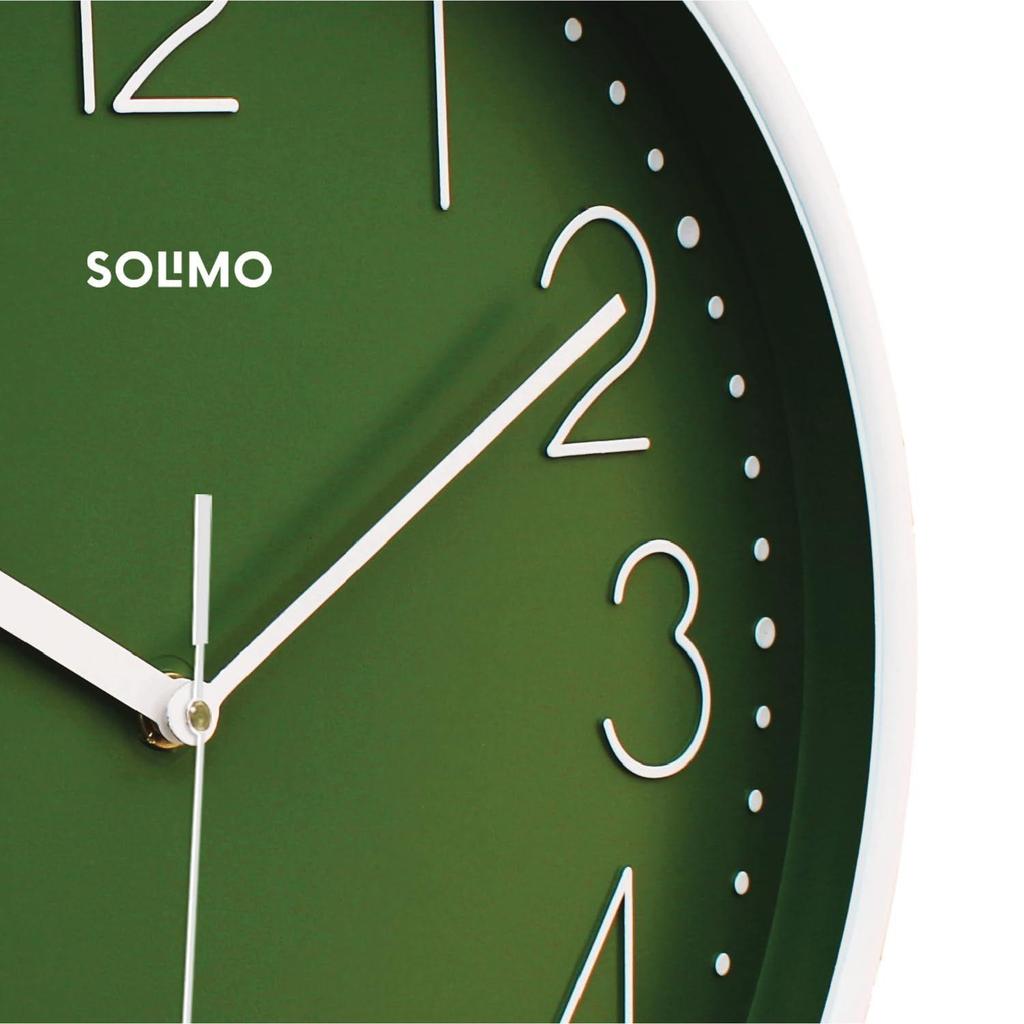 Пластиковые аналоговые настенные часы, кварцевый механизм, бесшумный ход, современное тиснение, легко читаемый индикатор времени (30 см X 30 см, Зеленый)