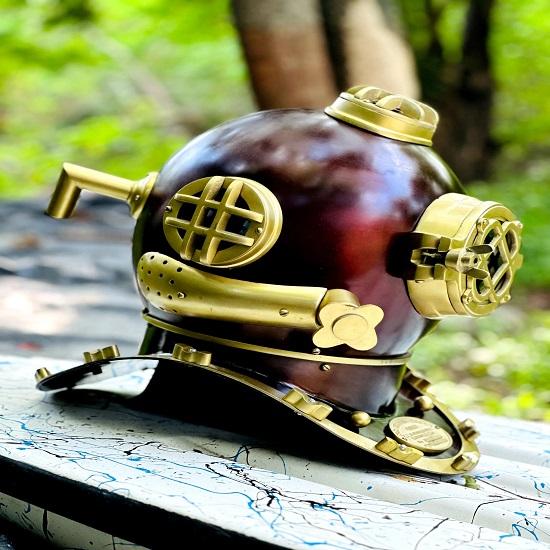 Nautical Diving Helmet   Coating Finish Deep Sea Divers Helmet Nautical Marine Decor Scuba Diving Helmet  Best Gift Item