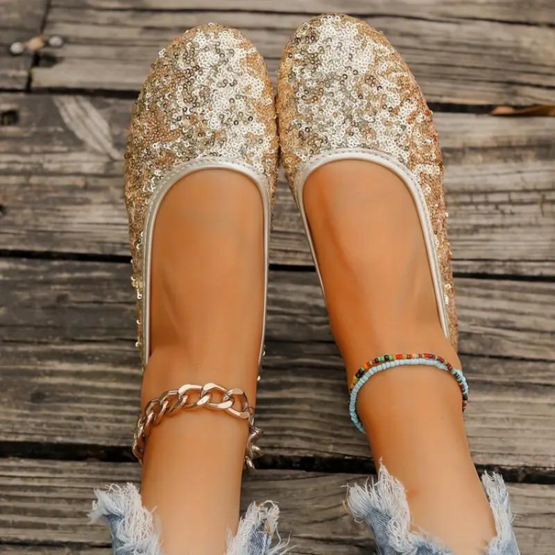 Модные женские балетки Осень Элегантный комфорт Кожаная обувь Повседневные с круглым носком Плоские кроссовки Модные блестящие лоферы-лодочки Zapatos De Mujer