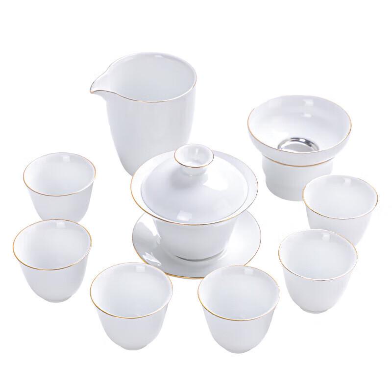 Dehua Jade Porcelain Gongfu Tea Set with Scent Cups