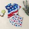 Мода для мальчиков девочек Повседневный комплект ко Дню независимости: футболка с круглым вырезом и короткими рукавами, шорты