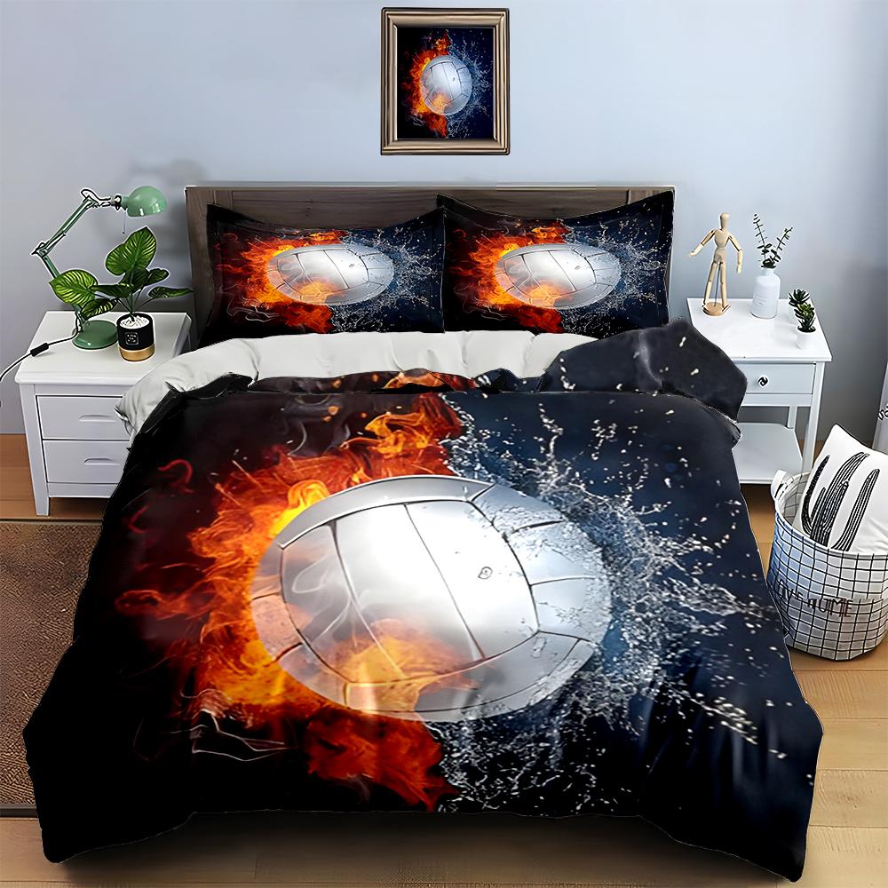 Fiery volleyball splash. Bedding Duvet cover sets Duvet covers Pillowcases gifts (1 * Duvet Cover 2 * Pillowcases, without duvet insert)