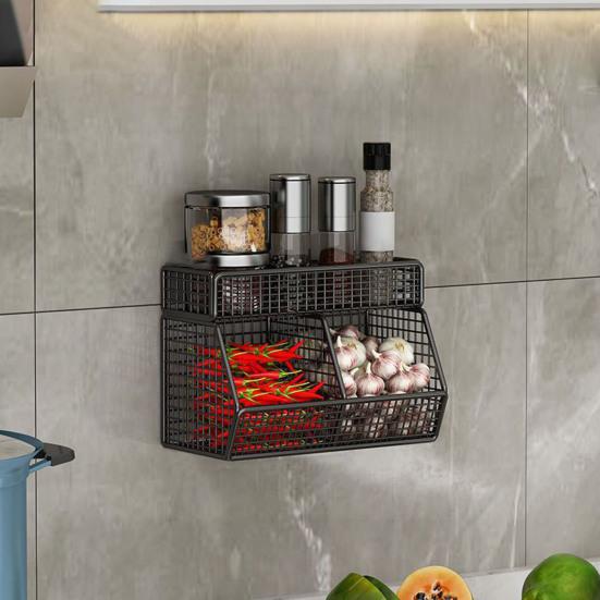 Корзина для хранения из проволочной сетки, большая вместимость, прочная, несущая, простая установка, настенная полка, органайзер, корзина
