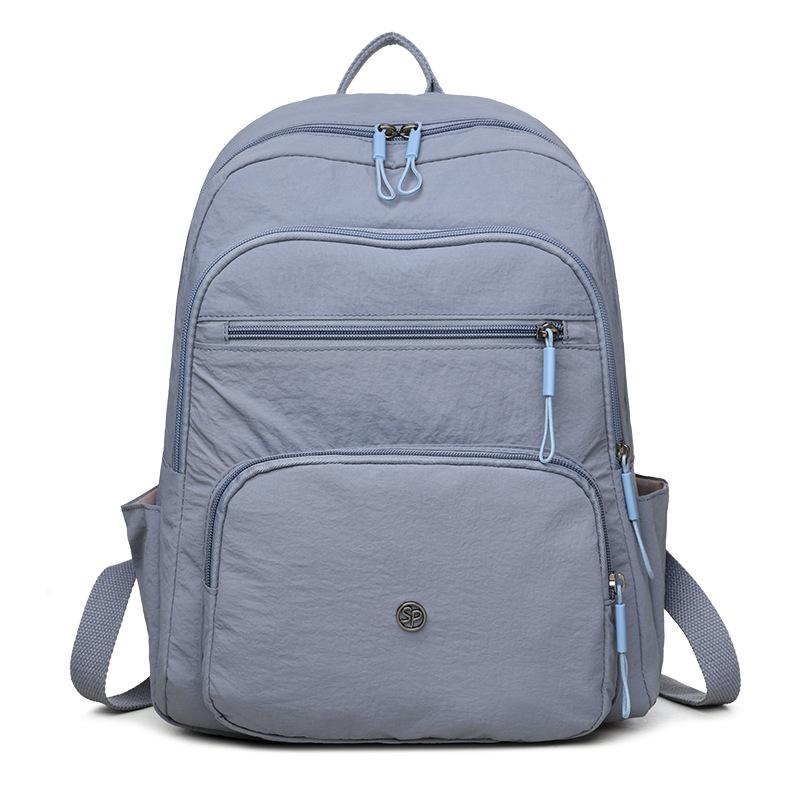 Однотонный рюкзак женский многослойный карман водоотталкивающий нейлоновый рюкзак