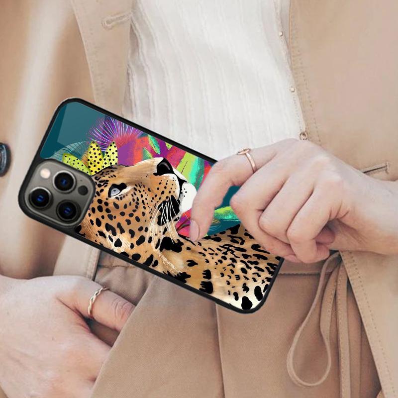 Классический чехол для телефона с магнитами Леопард Тигр для APPLE iPhone 17 Air 16 14 13 12 Pro Max 15 Plus Беспроводная зарядка С крышкой MagSafe
