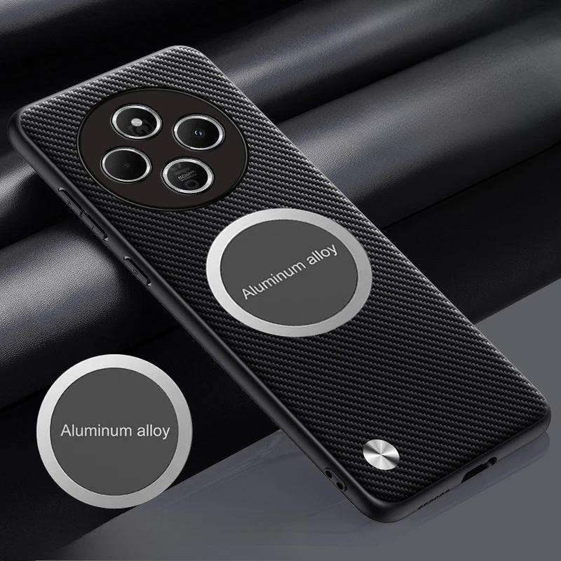 Металлический Магнитный Автодержатель Кожаный Чехол Для Redmi A5 A4 A3 A3Pro 14C 4G 5G Ощущение Кожи Углеродное Волокно Ударопрочный Защитный Чехол